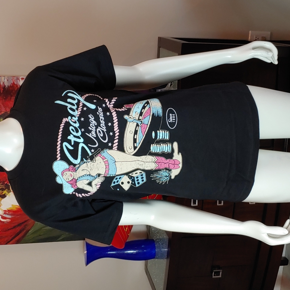 NWT Rocksteady Sz S Women's Rockabilly Tee Shirt Steady Clothing Cowgirl Pinup